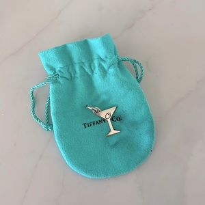 Rare Tiffany Martini Glass with Olive Sterling Silver Charm